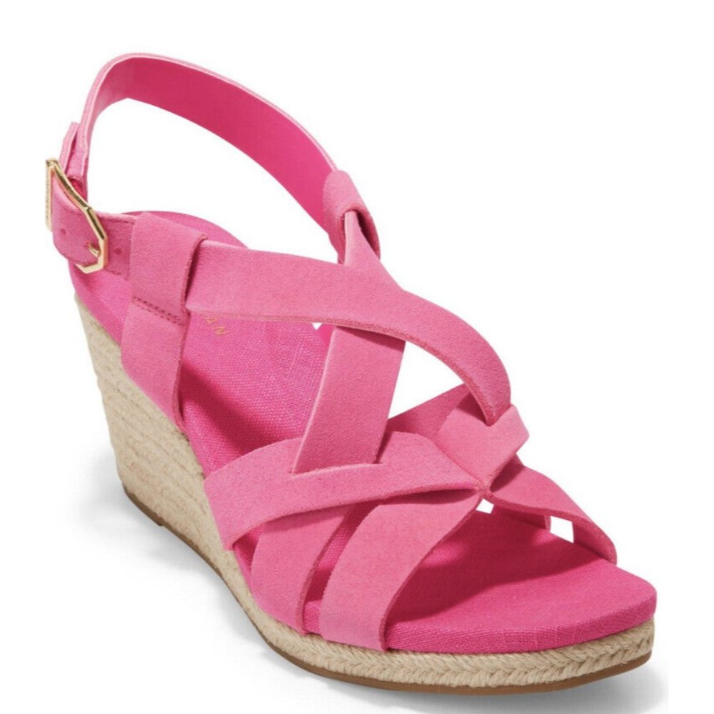 NIB Cole Haan Crystal Espadrille Wedge Sandal - Fuschia